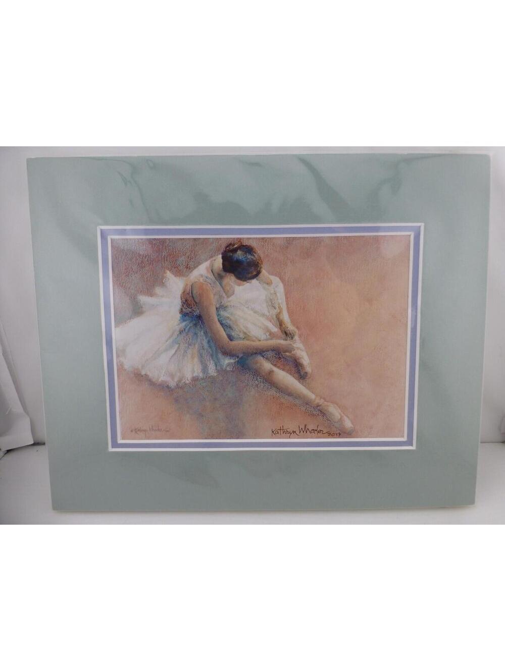 Kathryn Wheeler "Swan Tuning II" Ballerina Pastel Print Matted Signed 2017 MA2